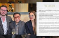 FROM left-right: Former Miss Universe Vice President Shawn McClain, Chavit Singson, Congresswoman Richelle Singson, and the statement released by the Miss Universe Organization Saturday morning.