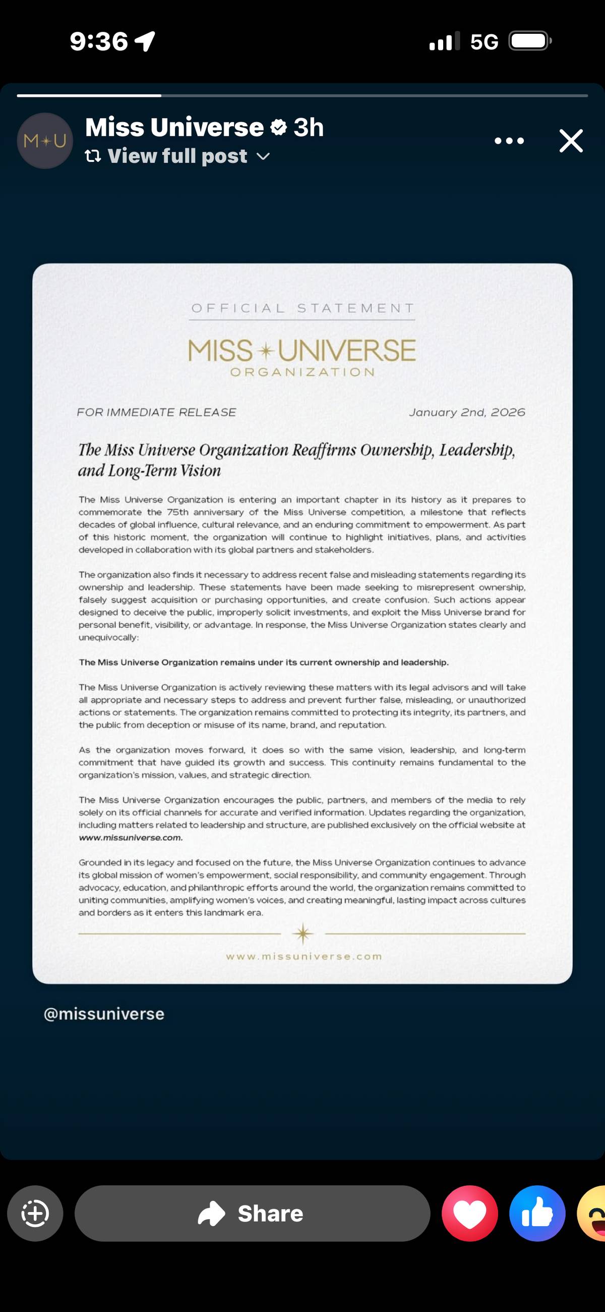 MUO Official Statement