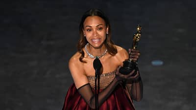 ZOE SALDANA makes history at the 97th Academy Awards, becoming the first American of Dominican origin to win an Oscar, taking Best Supporting Actress for Emilia Perez.