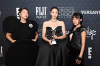 Audrey Nuna, EJAE, and Rei Ami arrive at the 31st Annual Critics Choice Awards, the trio behind the singing voices of Huntrix, the fictional K-pop girl group at the center of KPop Demon Hunters. | AFP