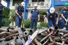 Pampanga police dispose of illegal fireworks, mufflers