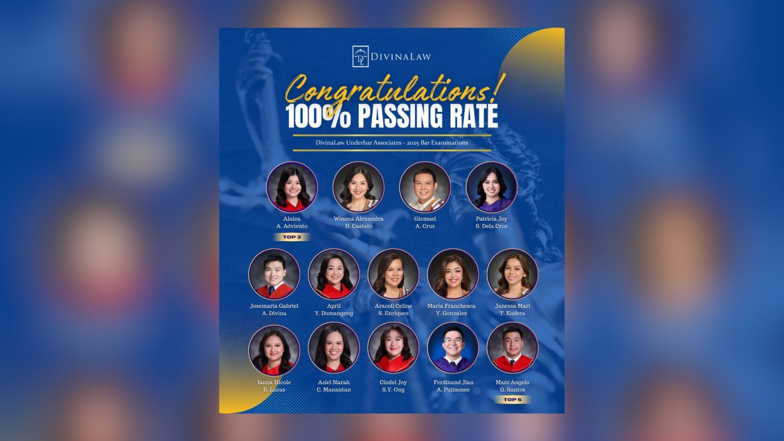 DivinaLaw posts 100% passing rate