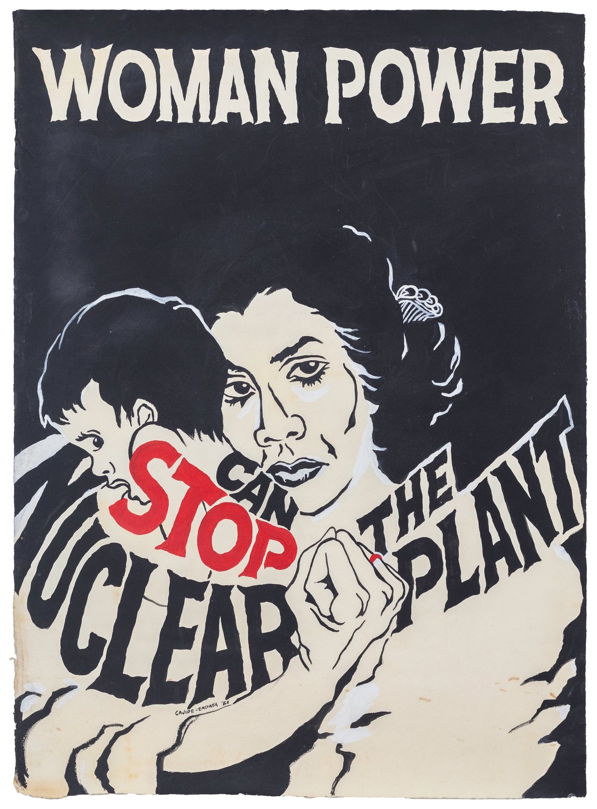 'Woman Power/Stop Nuclear Plant.' 1984. Tempera on watercolour paper, 76 × 55.5 cm.