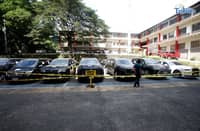 SEIZED LUXURY CARS
Eight high-end vehicles owned by former congressman Zaldy Co are parked at the Independent Commission for Infrastructure (ICI) office in Taguig on Friday, January 9, 2026, after being seized by the Bureau of Customs and the Philippine National Police–Highway Patrol Group and turned over to the ICI. Photo by Analy Labor