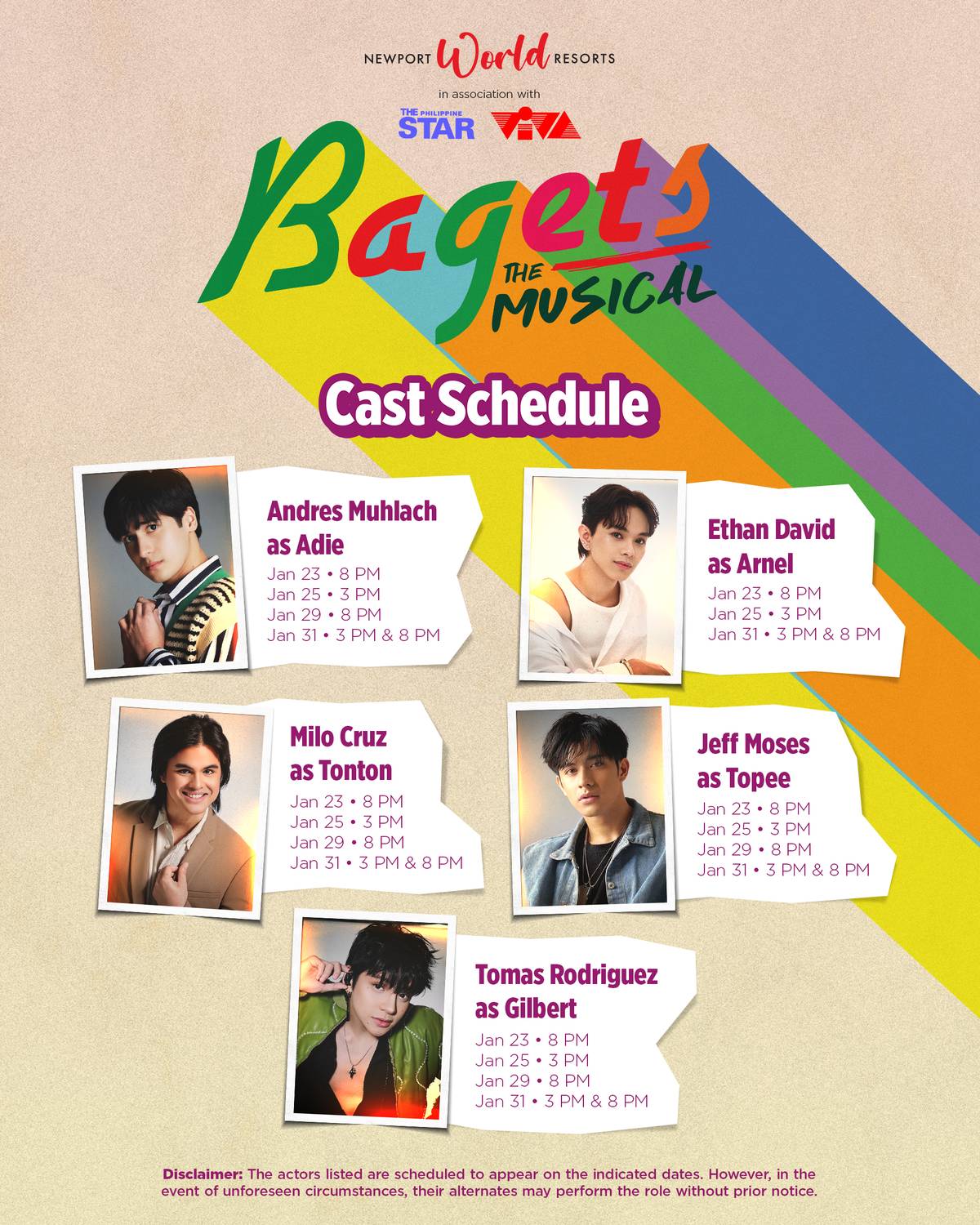 Andres Muhlach, Ethan David, Milo Cruz, Jeff Moses, and Tomas Rodriguez.