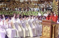BALANGA Bishop Rufino Coronel Sescon Jr. officiates a Mass at the Quirino Grandstand to mark the opening of the Feast of Jesus Nazareno, where he called on government officials and those in authority to voluntarily relinquish power when tainted by corruption, urging them to emulate the humility of Jesus Nazareno for the good of the nation.