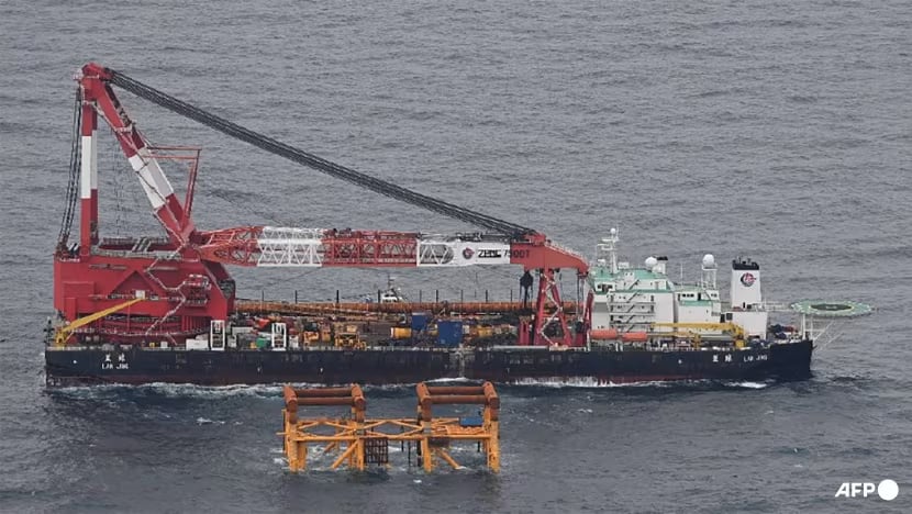 THIS handout released on May 21, 2022 from Japan's Ministry of Foreign Affairs shows the construction of a platform for gas extraction in disputed waters in the East China Sea.