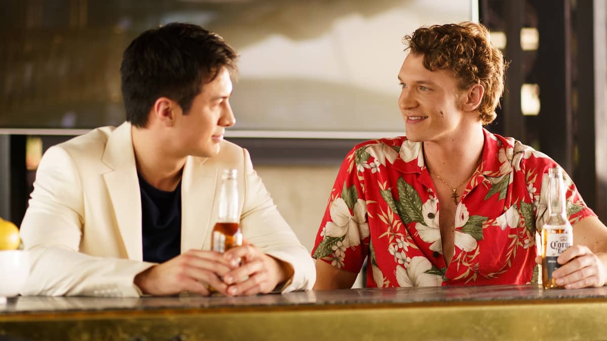HUDSON Williams and Connor Storrie in ‘Heated Rivalry.’
