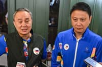 PSC chairperson Patrick Gregorio (right) and POC president Abraham ‘Bambol’ Tolentino express confidence with the Philippines’ gold medal output in the 2026 Asian Games in Japan.