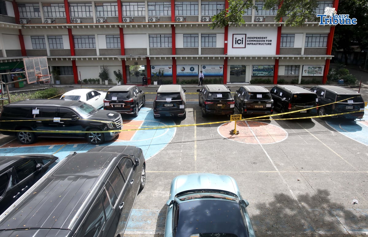 SEIZED LUXURY CARS
Eight high-end vehicles owned by former congressman Zaldy Co are parked at the Independent Commission for Infrastructure (ICI) office in Taguig on Friday, January 9, 2026, after being seized by the Bureau of Customs and the Philippine National Police–Highway Patrol Group and turned over to the ICI. Photo by Analy Labor