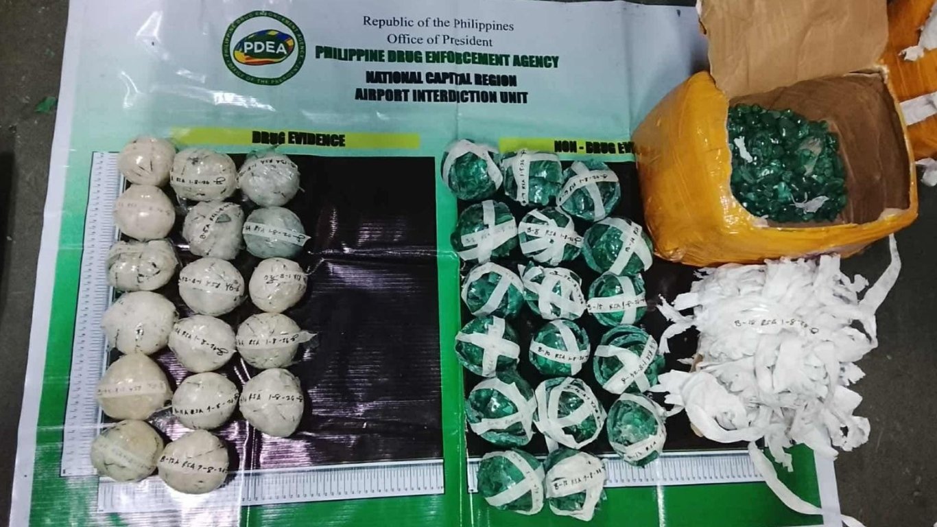 AT least P114.5 million worth of suspected shabu are presented by authorities following its seizure at the Ninoy Aquino International Airport Complex in Pasay City during an interdiction operation. Three individuals are also arrested.