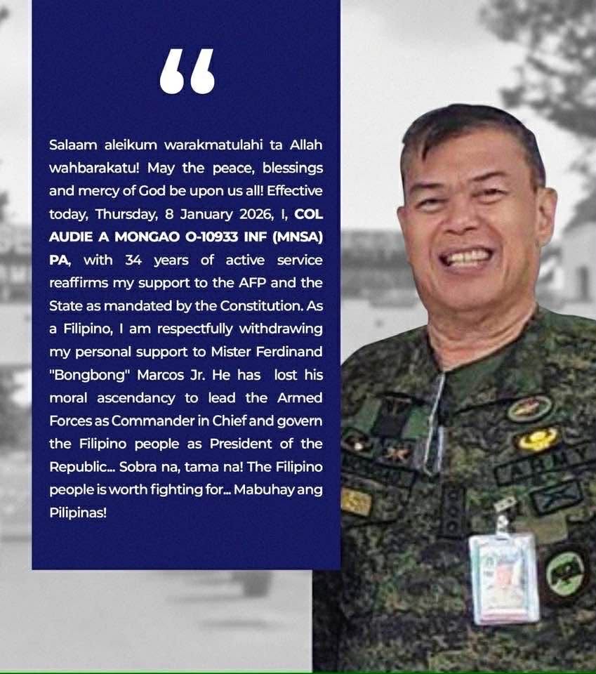 Army officer who withdrew support for Marcos surrenders, cooperates in probe