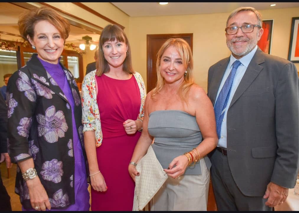 AUBREY Carlson, Ambassador Emma Hickey, Ireland; Ambassador Ricardo Bocalandro and Ma. Elena Bocalandro, Argentina.