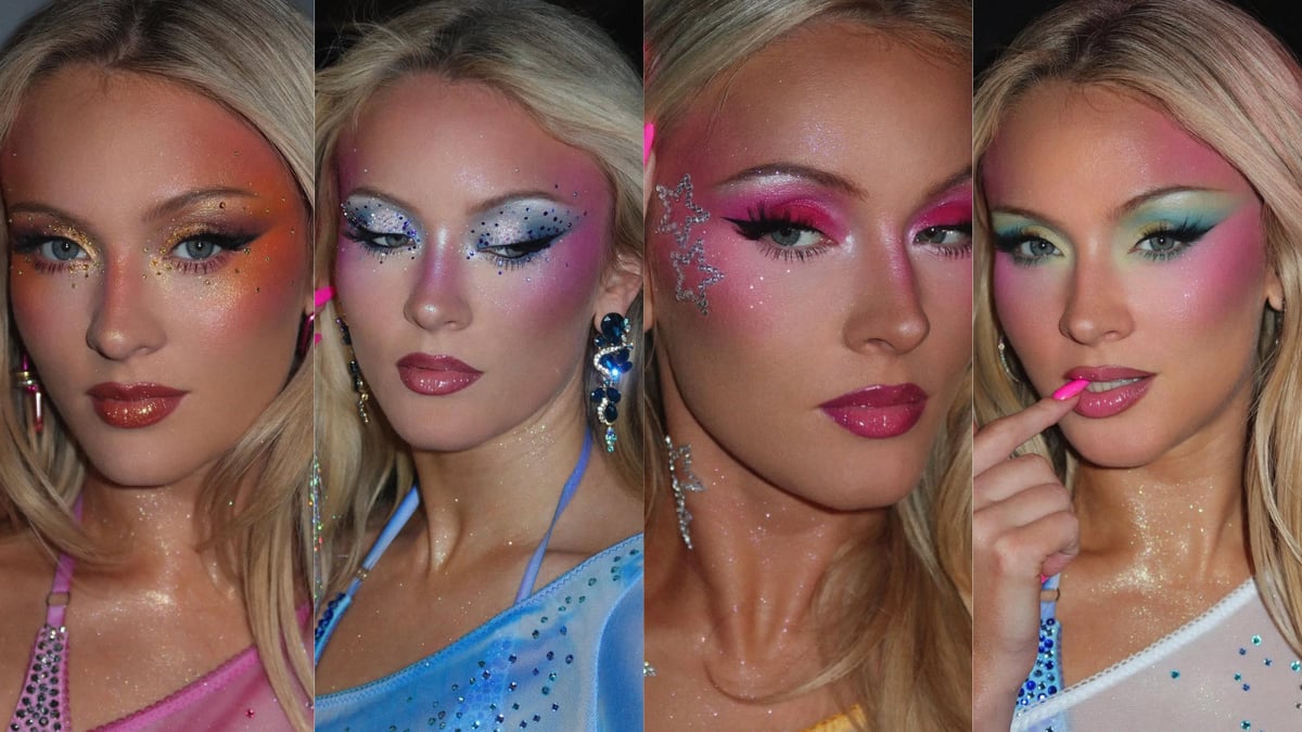 Some of Zara Larsson's make-up looks during the Midnight Sun tour