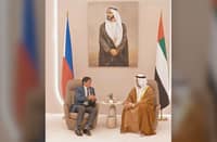 DURING his working visit to the United Arab Emirates upon the invitation of UAE President Sheikh Mohamed bin Zayed Al Nahyan, President Ferdinand R. Marcos Jr. will discuss economy and defense cooperations, as well as participate in the Abu Dhabi Sustainability Week 2026, which has the theme ‘The Nexus of Next: All Systems Go.’ In photo, His Excellency Saeed Bin Mubarak Al Hajeri, Minister of State at the UAE Ministry of Foreign Affairs welcomes President Marcos Jr. upon his arrival.