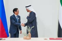 PRESIDENT Ferdinand R. Marcos Jr. (left) shakes the hand of Royal Highness Sheikh Mohamed bin Zayed Al Nahyan of the United Arab Emirates after the signing of the Comprehensive Economic Partnership Agreement last 13 January 2026.