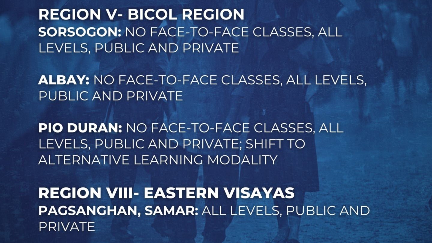 Class suspension on 15 January due to Tropical Depression Ada