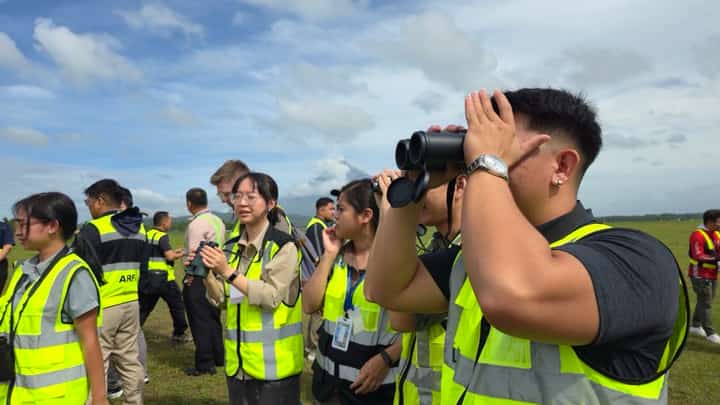 PARTICIPANTS in an airport safety training exercise.