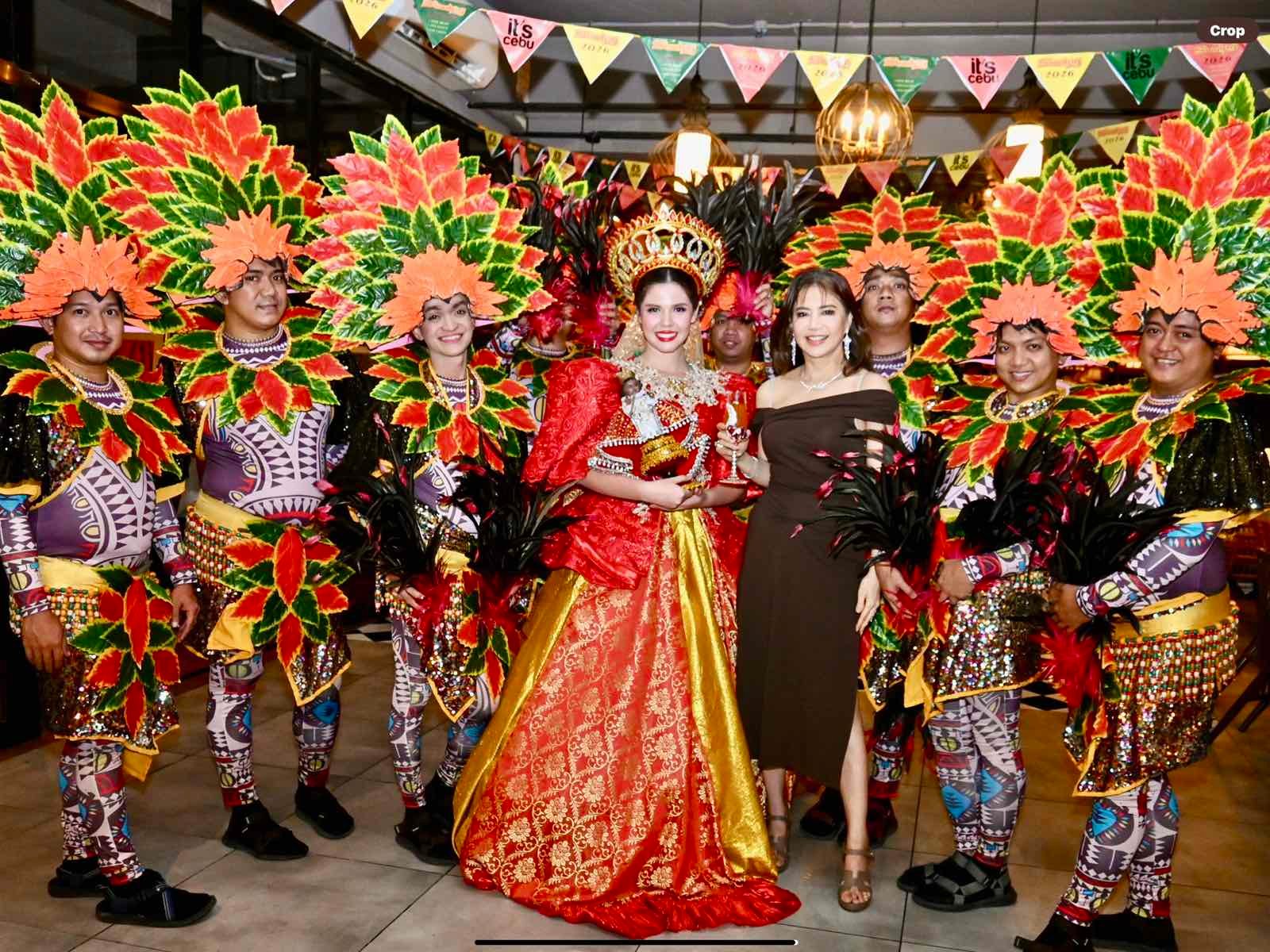THE columnist with the Sinulog dancers from Cebu and Sinulog Festival Queen Nadine Mc-Coy.