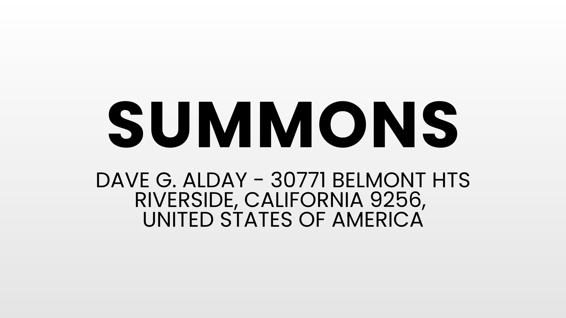 Summons - Dave G. Alday