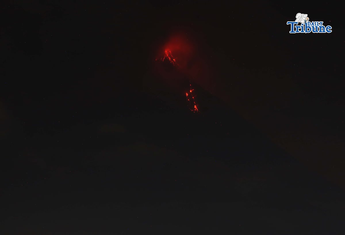Glowing Mayon Volcano