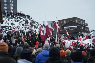 Greenlanders protest outside consulate office