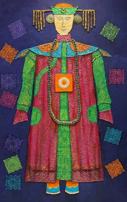 ‘REMINISCENCE of opulence,’ mixed media on canvas, 160 cm x 100 cm, 2023-2026.