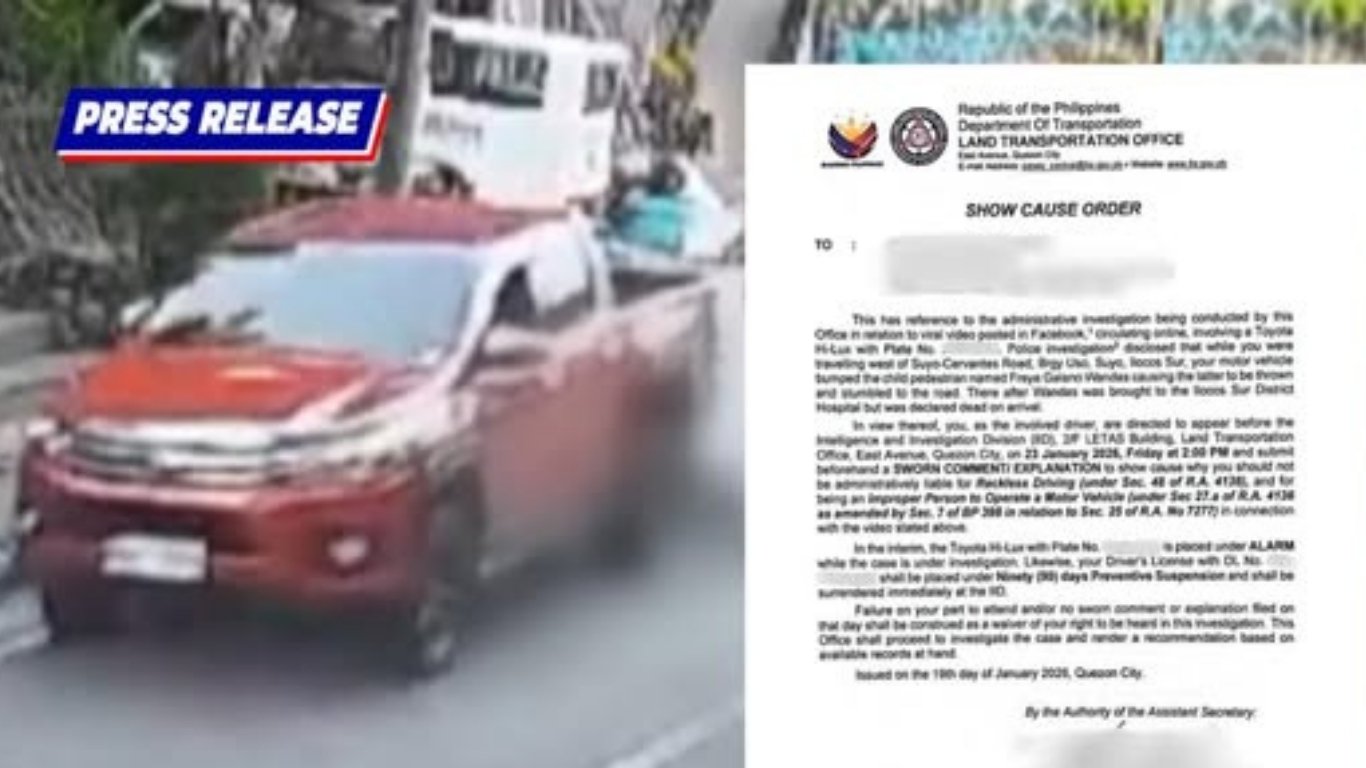 LTO suspends driver after viral fatal crash involving child