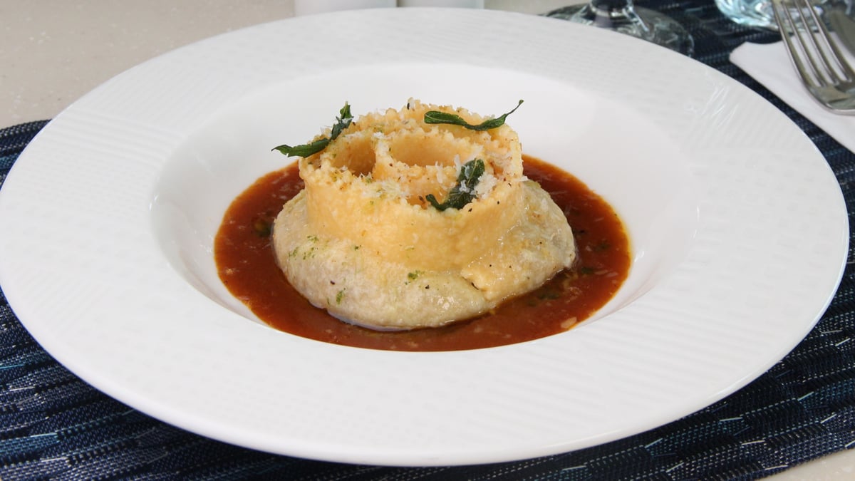 OXTAIL Pappardelle Ripiene — Stuffed pasta with homemade ricotta and braised oxtail, and tomato puree.