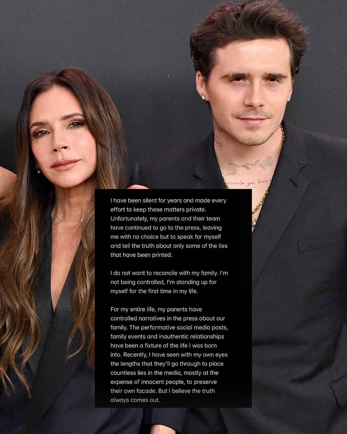 Statement from brooklynpeltzbeckham on Instagram.