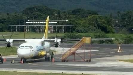 A Cebu Pacific aircraft parked at Bicol International Airport for inspection.