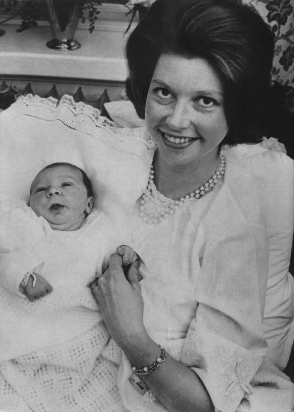 The Princess with her four-day old son Carl Otto in 1965.