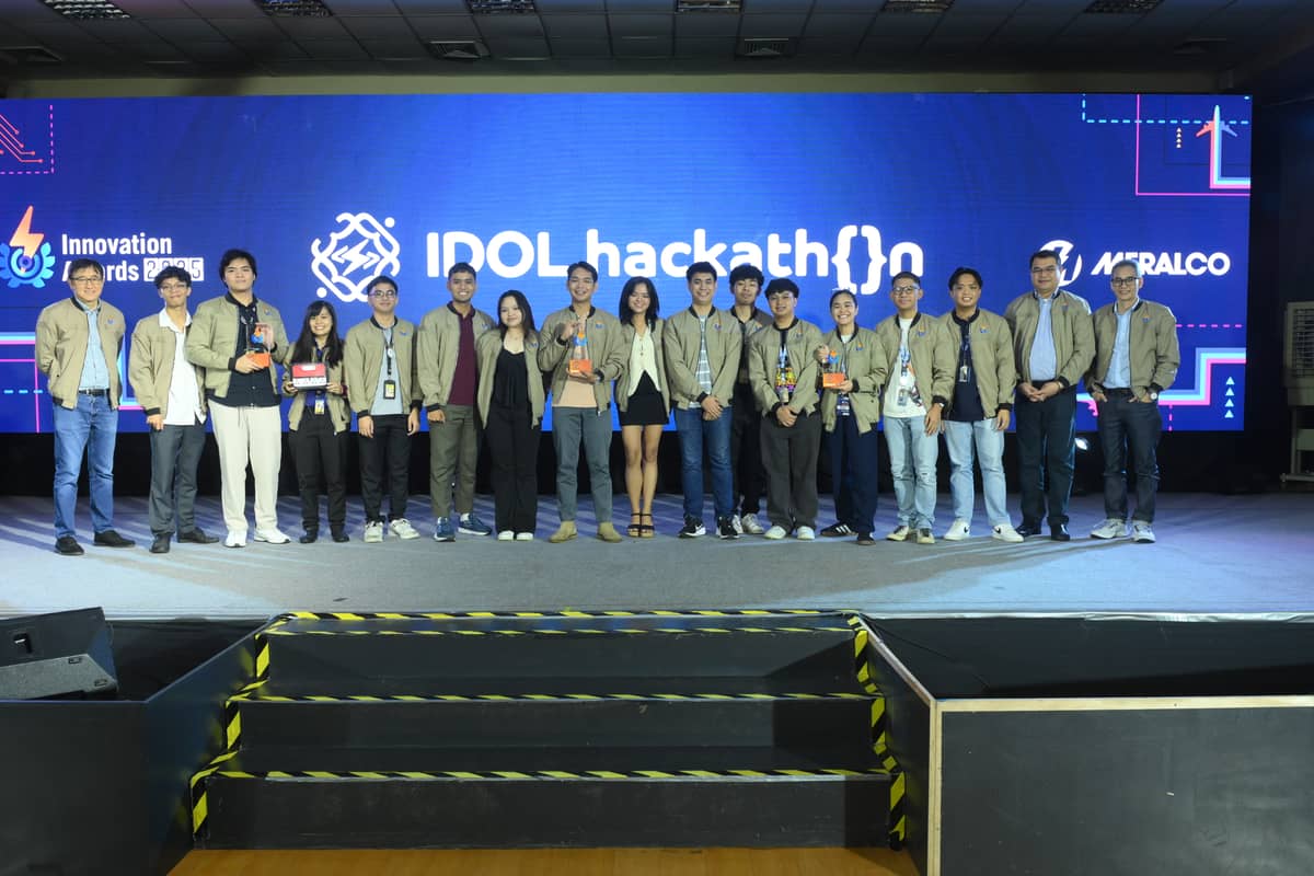 NEXT-GEN solutions. IDOL Hackathon gathered 51 students from 8 universities and colleges. In the photo are the IDOL Hackathon 2025 winners, with champion Team Koryinti, composed of five students from the University of the Philippines-Diliman, UP Los Baños and Mapúa University, recognized for their centralized emobility ecosystem concept.