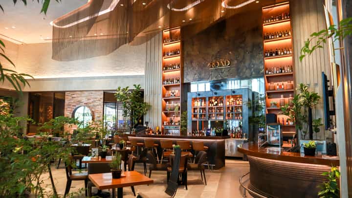 THE warm and luxurious design of the For the Road bar welcomes you in.
