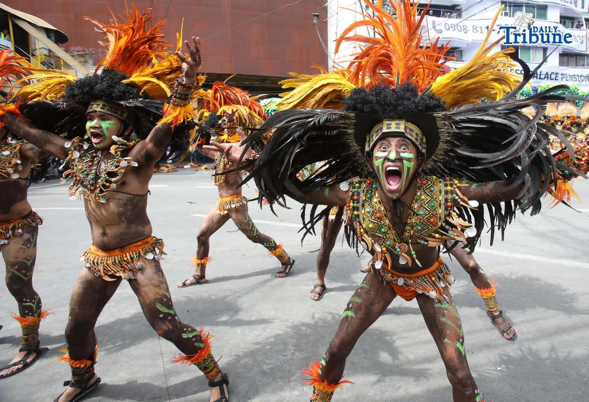 (January 25 2026) Dinagyang participants with painted faces, bodies and a colorful tribal warrior costumes seen perform ing to compete in Iloilo Dinagyang Festival 2026 compilation, about seven tribes are competing during the event, on Sunday January 25 2026, The Dinagyang Festival is a famous and religious and cultural festival in Iloilo City, Philippines held on the 4th Sunday of January. Photo/Analy Labor