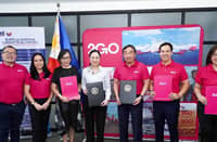 From left to right: Francis Chua, Business Unit Head, 2GO Travel; Ethel Concepcion, Corporate Marketing and Communications Head, 2GO Group; Department of Trade and Industry Undersecretary Mary Jean T. Pacheco; Department of Trade and Industry Secretary Ma. Cristina A. Roque; Frederick DyBuncio, President and Chief Executive Officer, 2GO Group, Inc.; Will Howell, Chief Operating Officer and Chief Financial Officer, 2GO Group, Inc.; and Faye Alonzo, Business Unit Head, 2GO Forwarding.