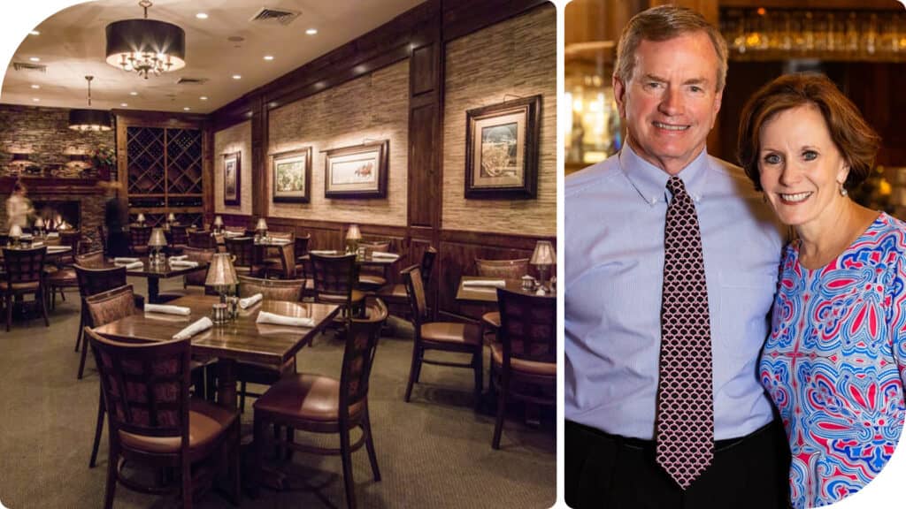 LEFT: Historic Texas memorabilia is displayed throughout the interior; Right: Owners Edd and Nina Hendee.