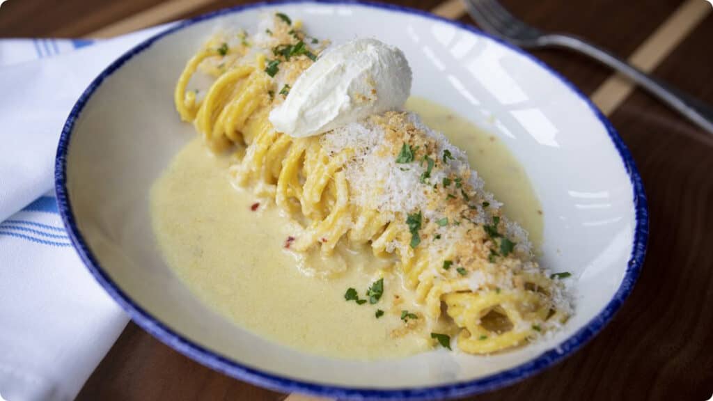 THE Limone Pasta is a Yelper fave, with handmade spaghetti, Meyer lemon, chili flakes, Parmigiano-Reggiano, garlic breadcrumbs, and ricotta cheese.