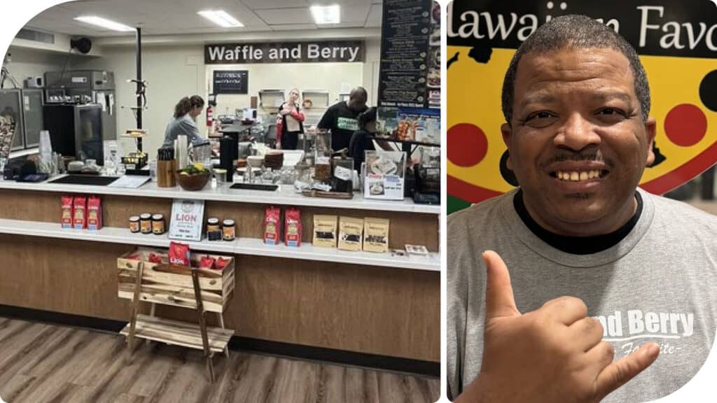 LEFT: The spot is a little hard to find (accessible only off the Royal Hawaiian Avenue entrance to Waikiki Shopping Plaza), but Yelpers say it’s worth the search; Right: Owner Cali.
