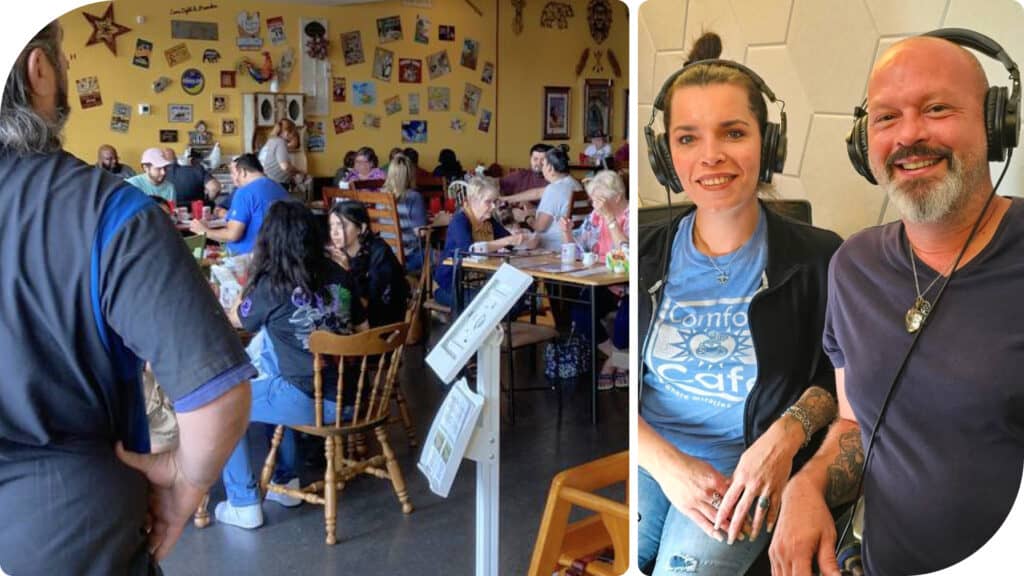 LEFT: Interior dining room; Right: Co-managers Jaycee K. Clark and Justin Motl.
