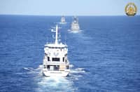 NAVAL vessels from the Philippines and United States sail in formation during the conduct of the Phl-US Maritime Cooperative Activity in the West Philippine Sea, showcasing combined naval capability, operational interoperability, and the collective resolve of allied forces to safeguard maritime security.