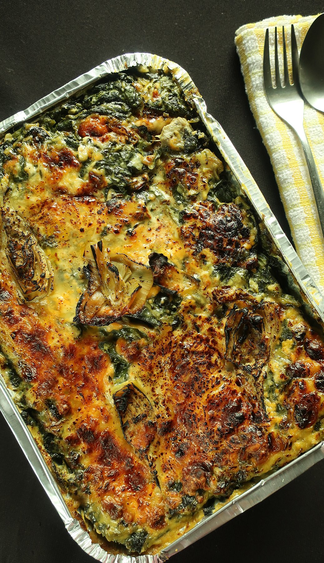 LASAGNA by Tito Oye’s Spinach and Artichoke Cream Lasagna.