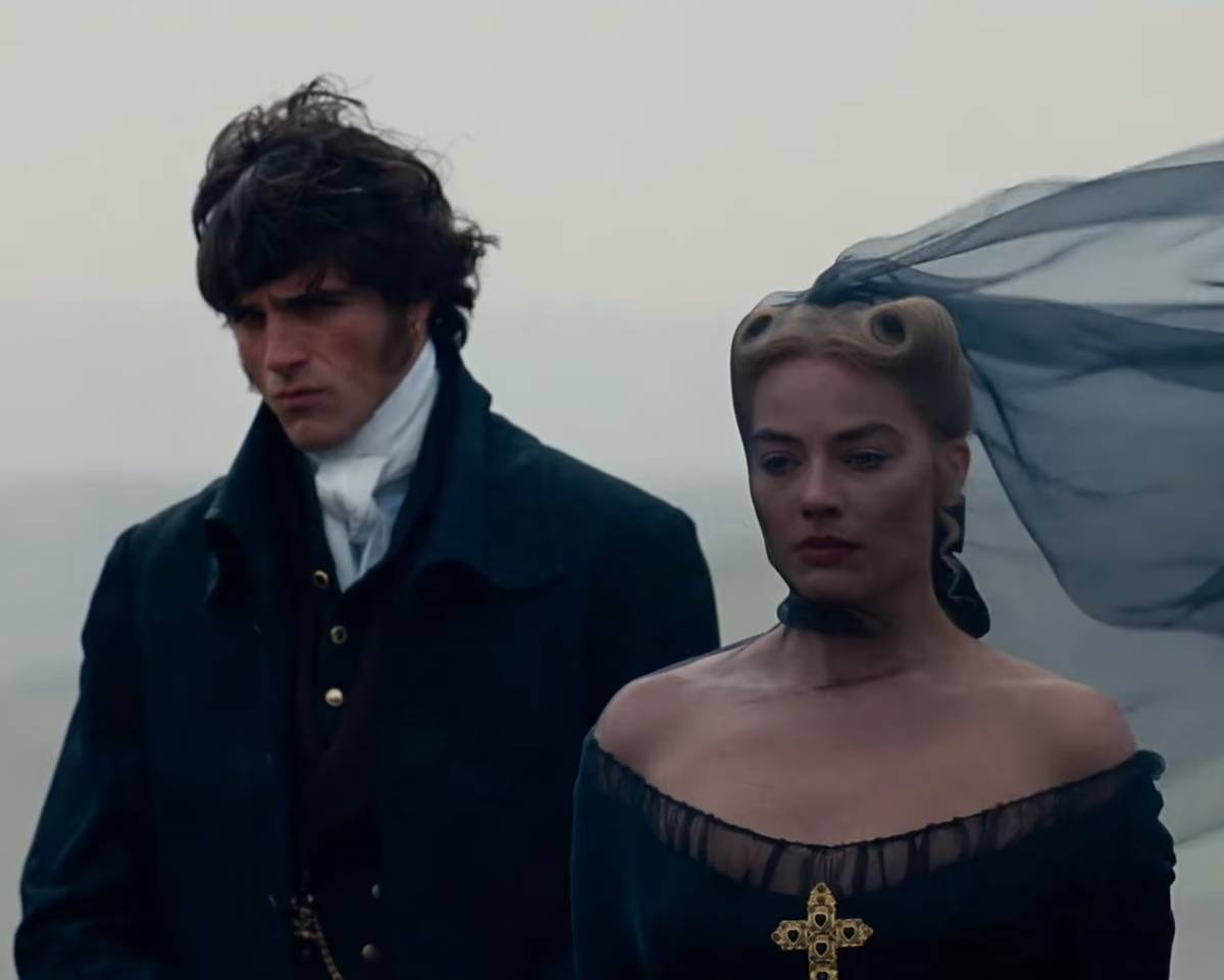 Jacob Elordi and Margot Robbie star in the 2026 film adaptation of Wuthering Heights.