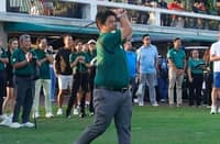 ALABANG Country Club president Edward Puno strikes one of the ceremonial opening shots to officially usher in Mango Tee 38 at ACC in Muntinlupa on Thursday — setting the tone for another exciting edition on the fairways.