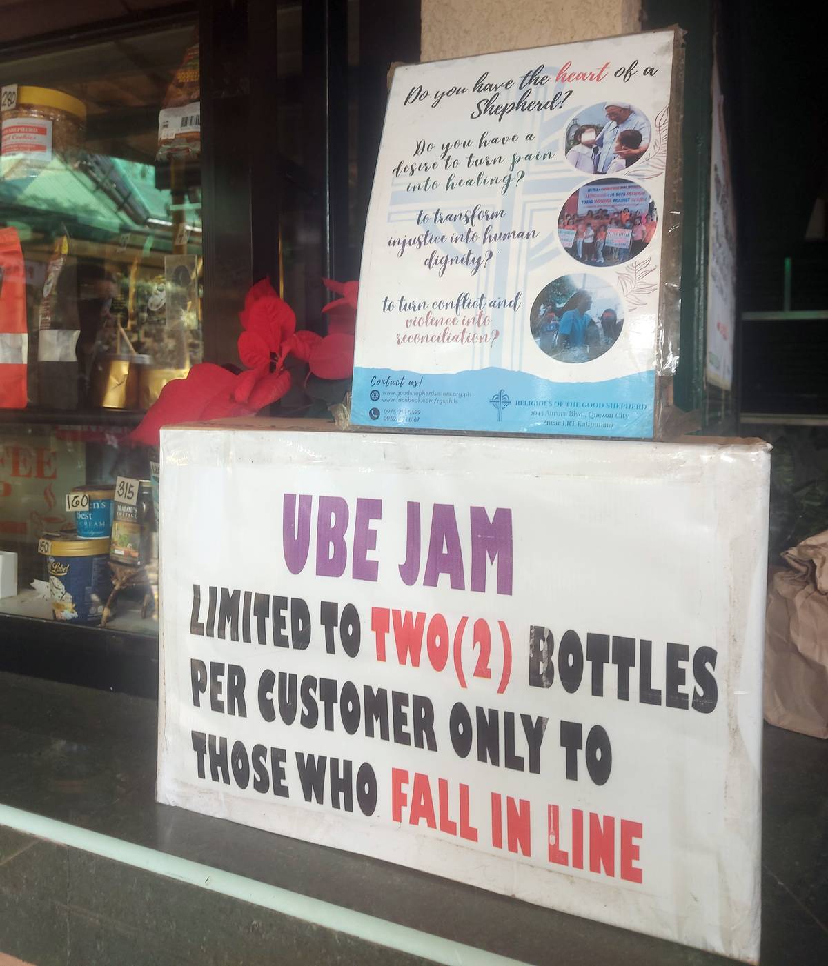 GOOD Shepherd limits ube jam purchase to two bottles per person.