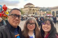 REPORTER Nick Giongco (top left photo, from left), along with his wife Cathleen and daughter Audrey, soaking up the ancient sights and sounds under the Grecian sun.