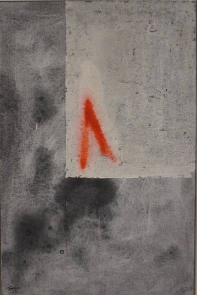 'A, for Tower,' acrylic on canvas, 80 x 52 cm.