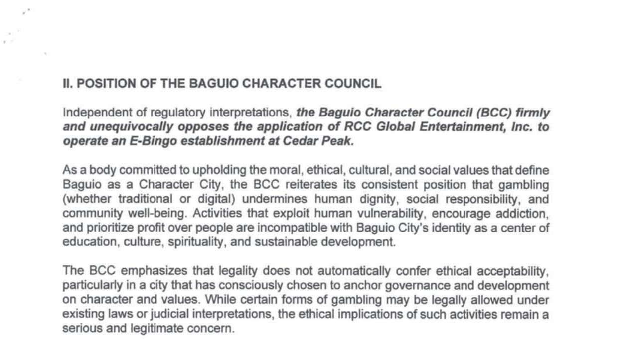 Baguio City Council rejects E-Bingo application