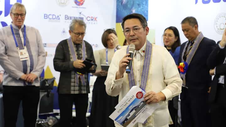 BCDA Vice President for Investment Promotions and Marketing Erwin Kenneth R. Peralta talks to global industry leaders, technology innovators, and policymakers during the Singapore Airshow 2026 at the Changi Exhibition Centre in Singapore on February 3, 2026.