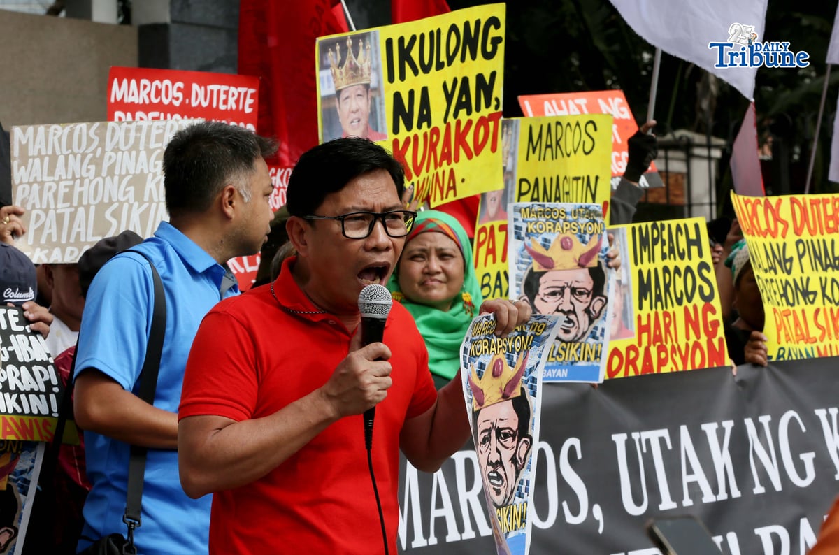 (February 04 2026) Bagong Alyansang Makabayan stage a protest at House of Representative in Quezon City on Wednesday February 4, the same day the House Committee on Justice is set to hold its vote on whether the impeachment complaint against President Ferdinand Marcos Jr, Bayan reminded lawmakers about their duty to uphold truth and accountability and calls on the public to remain vigilant and to express outrage and hold indignation protests if the Committee will unjustly vote for the dismissal of the impeachment. Photo/Analy Labor